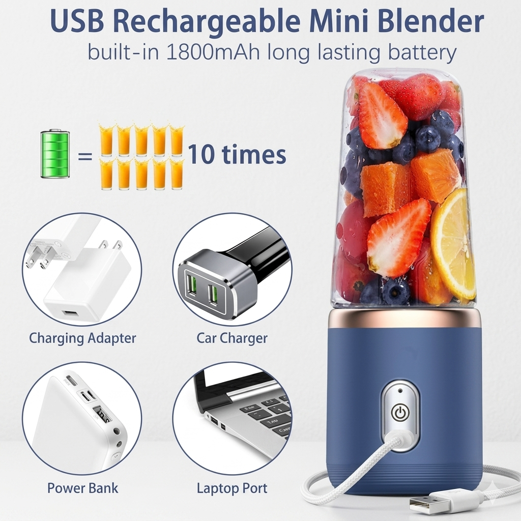 Portable Rechargeable Blender & Fruit Juicer