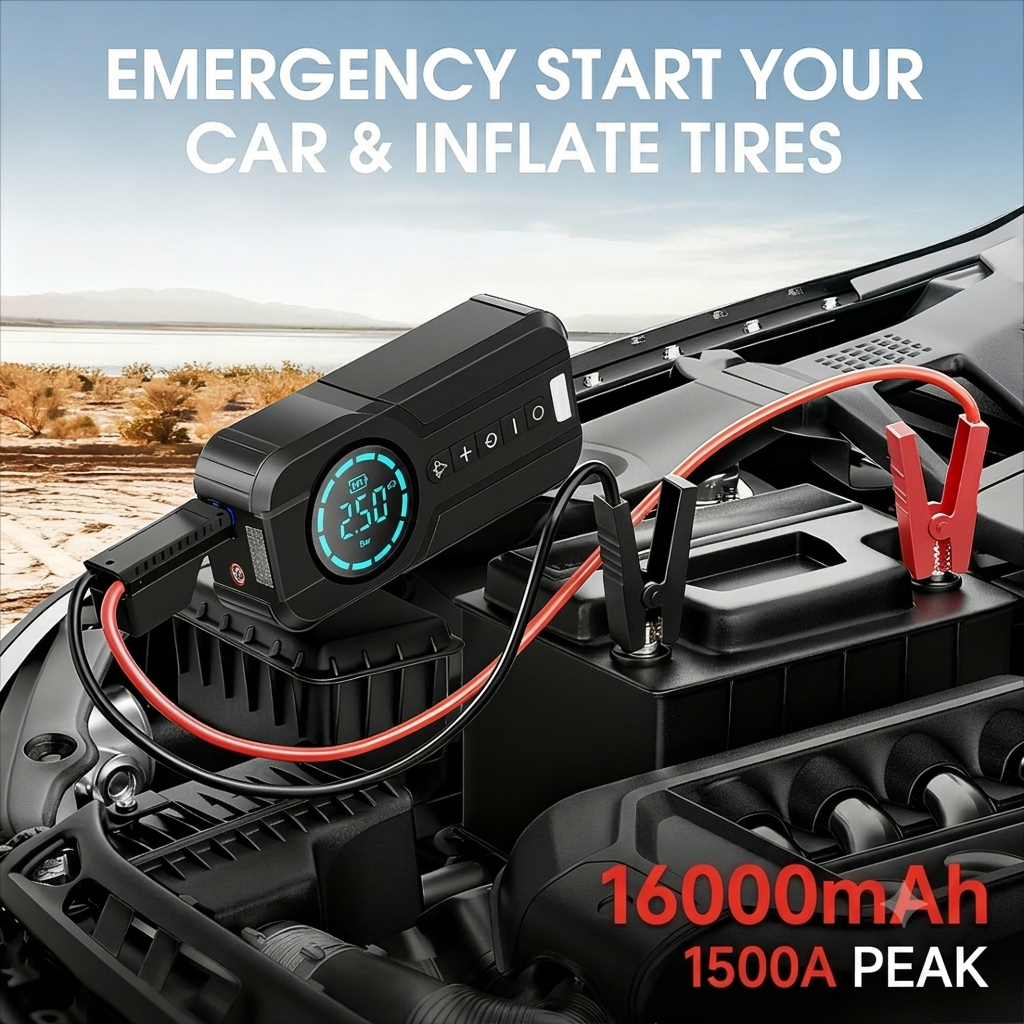 2-in-1 Car Jump Starter + Tyre Inflator
