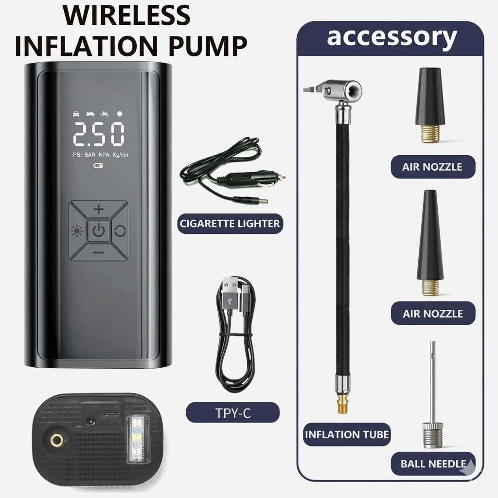 Portable Rechargeable Car Tyre Inflator