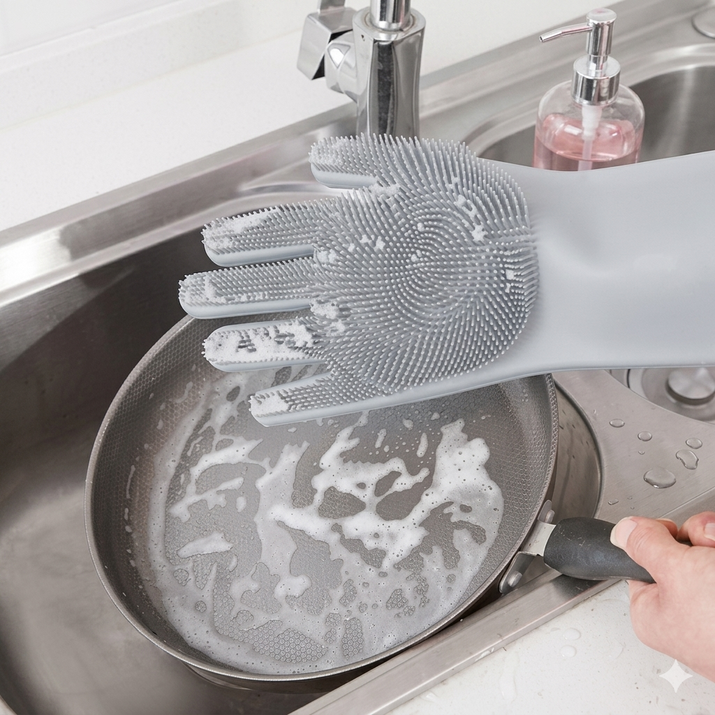 Silicone Scrubber Dishwashing Gloves