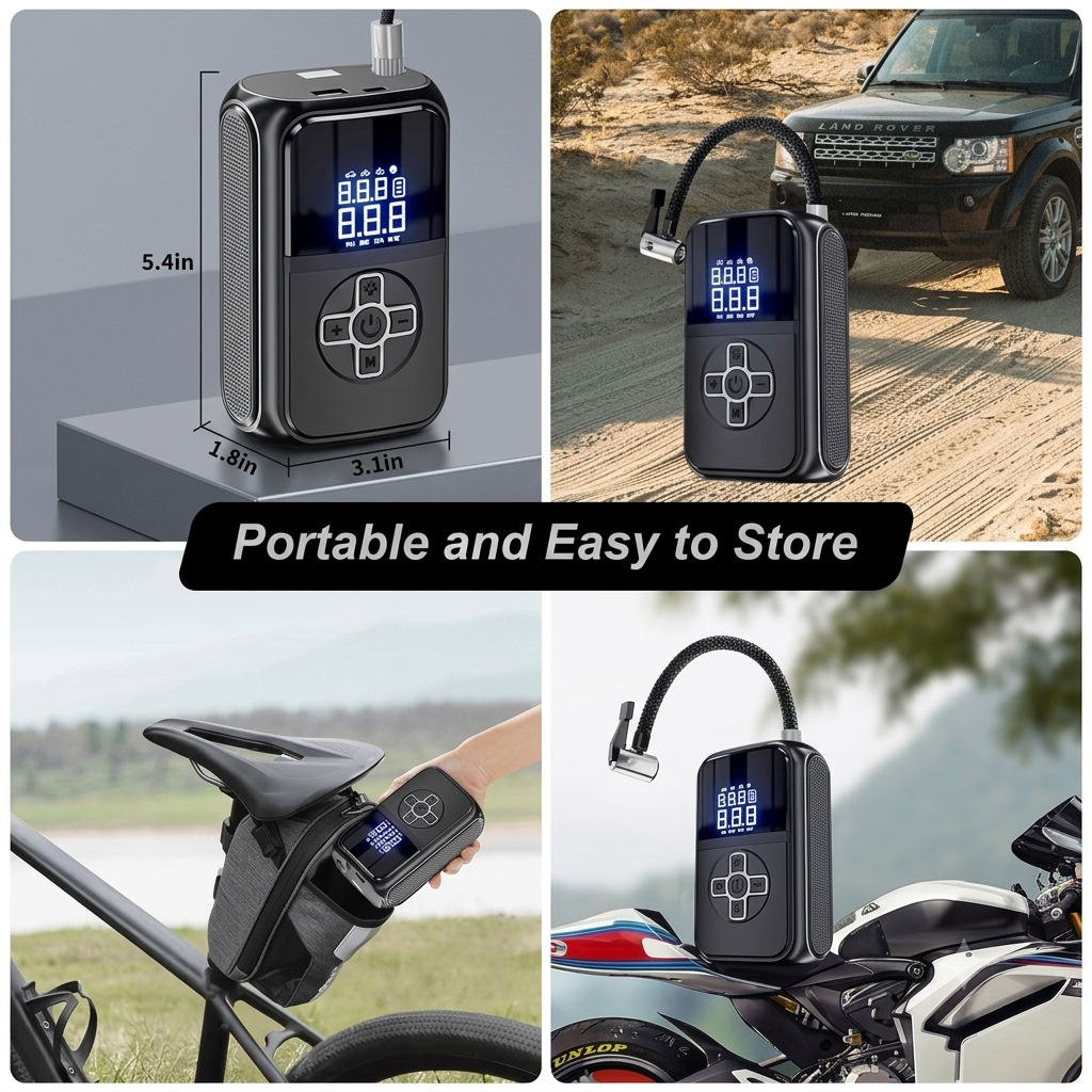 3-in-1 Digital Cordless Tyre Inflator - Auto Stop & LCD Display