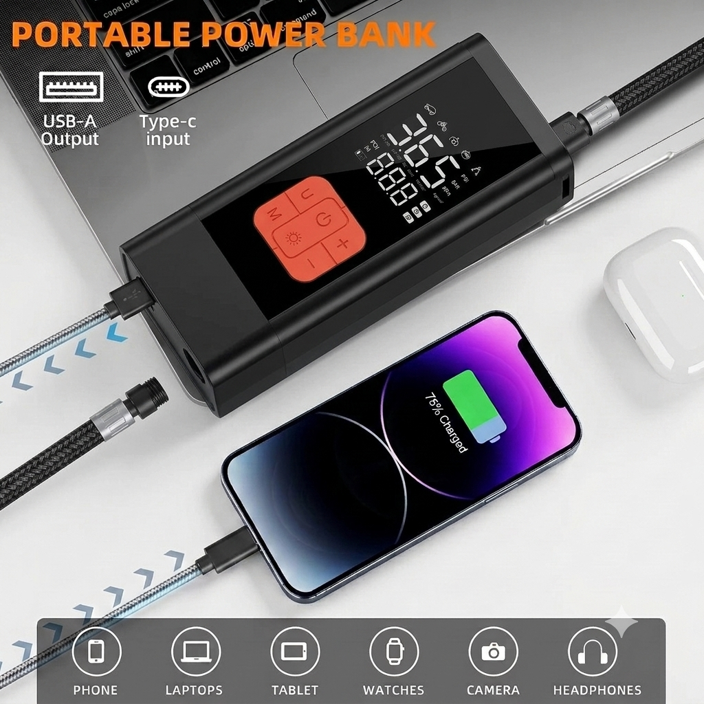 2-in-1 Car Jump Starter + Tyre Inflator
