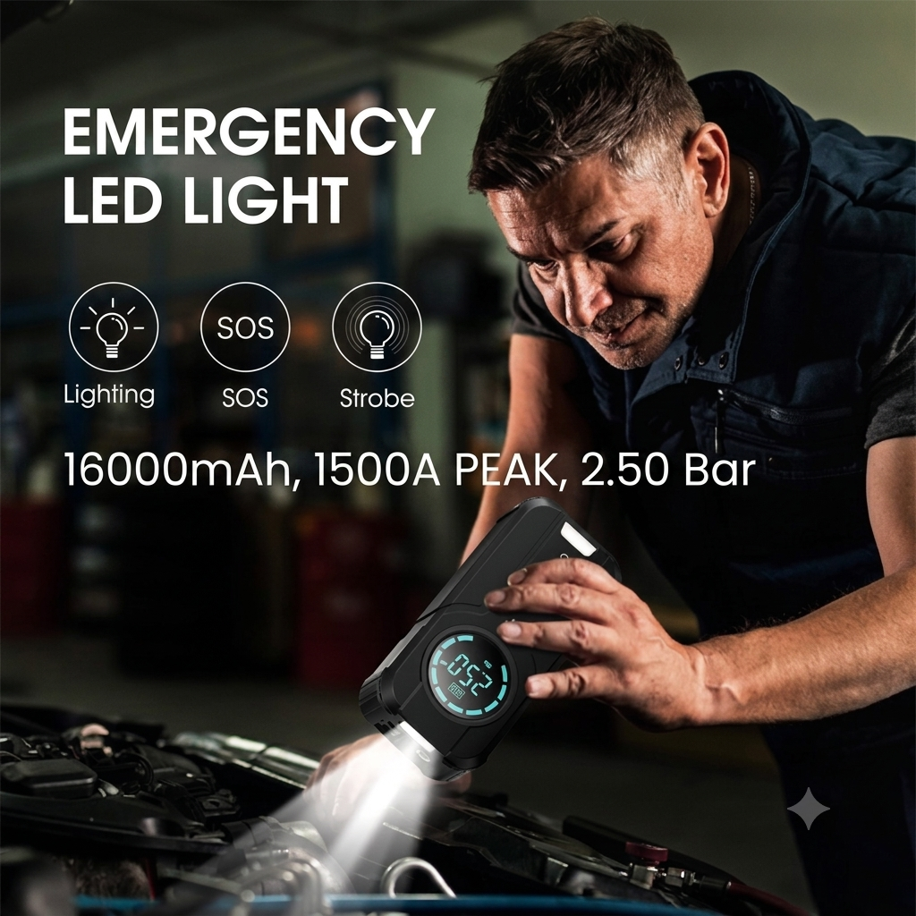2-in-1 Car Jump Starter + Tyre Inflator