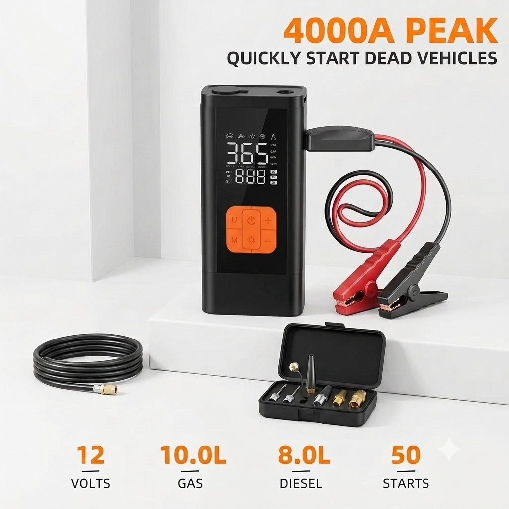 2-in-1 Car Jump Starter + Tyre Inflator