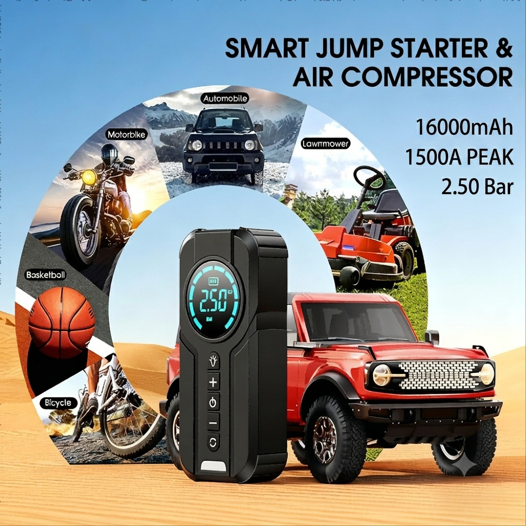 2-in-1 Car Jump Starter + Tyre Inflator
